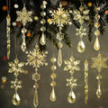 Crystal Christmas Ornaments for Tree Decor, Snowflake, Icicle & Star