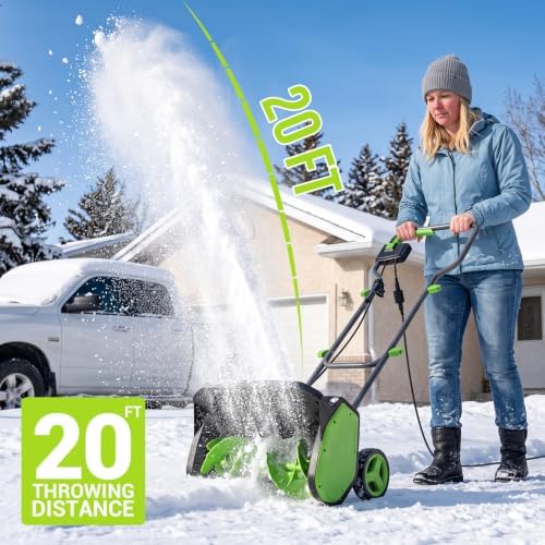 STEELITE 17 Inch Electric Cord Snow Shovel with Wheels