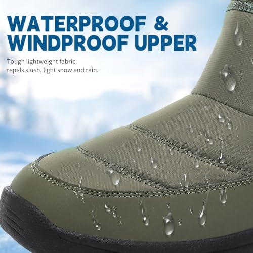 Men's Mid-Calf Winter Boots Zipper Snow Boots Mens Fur Lined Warm Boots