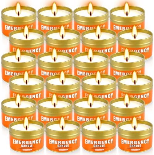 24+Hour Candle Set 24 Pack 2.8oz, Emergency Candles for Power Outages, Mountain Climbing, Wild and Camping Use. Portable and Tabletop Design, Bulk Emergency Candle Supplies.