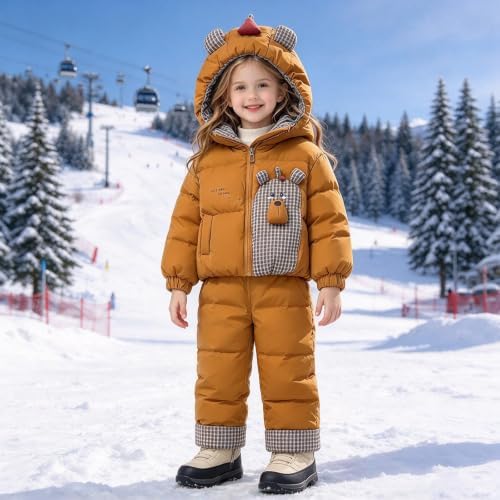 Girls Boys Bib Snow Pants and Ski Jacket Water-Resistant Insulated Snowsuit