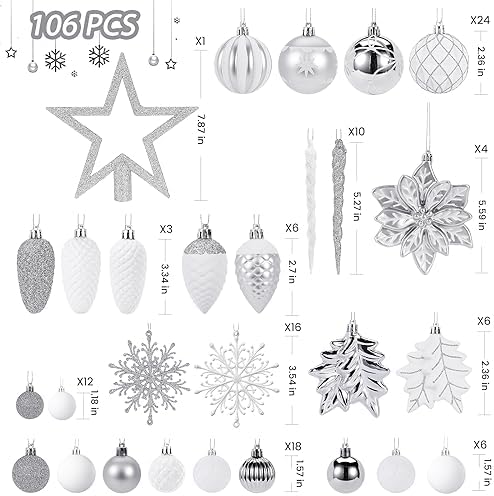 SHareconn 106 PCS Christmas Ball Ornaments for Christmas Tree Decorations
