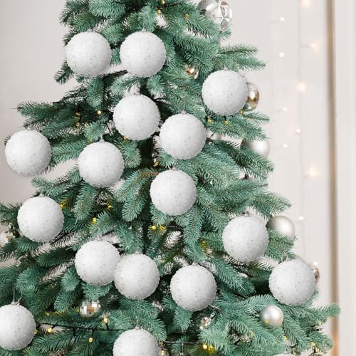 Lyrow 24 Pcs 3.15" Christmas Ball, White