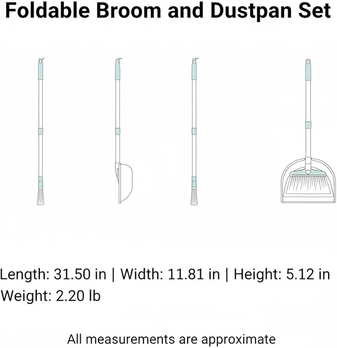 Foldable Broom and Dustpan Set, Compact Cleaning Tool for RV, Camping, Small Spaces