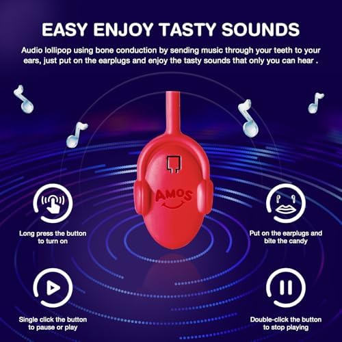 Amos Music Lollipop Candy, Audio Singing Lollipop, Unique Mother's Day Treat, Individually Wrapped Natural Strawberry Flavor (1 Pack)