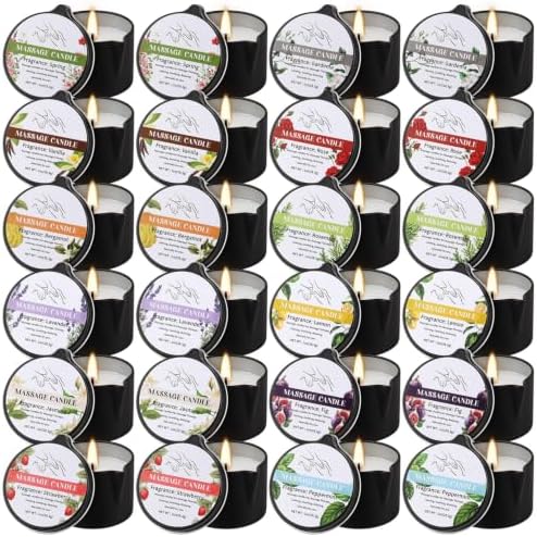 24 Pcs Massage Oil Candles, 1oz Low-Temp Moisturizing Body Wax