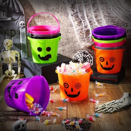 Jenaai 36 Pcs Halloween Pumpkin Buckets Bulk Small Plastic Candy Buckets