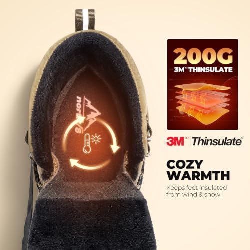 NORTIV 8 Men's Wide Winter Boots Grip on Snow Ice