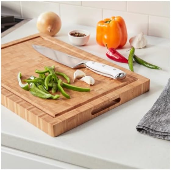 Cuisinart 17" Reversible End Grain Bamboo Cutting Board Embedded Handles