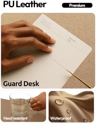 YSAGi Leather Desk Protector, Office Mat, Large Mouse Mat, Non-Slip PU Leather Blotter, Laptop Desk Pad, Waterproof Writing Pad for Office and Home (Shiny Bronze, 23.6" x 13.8")