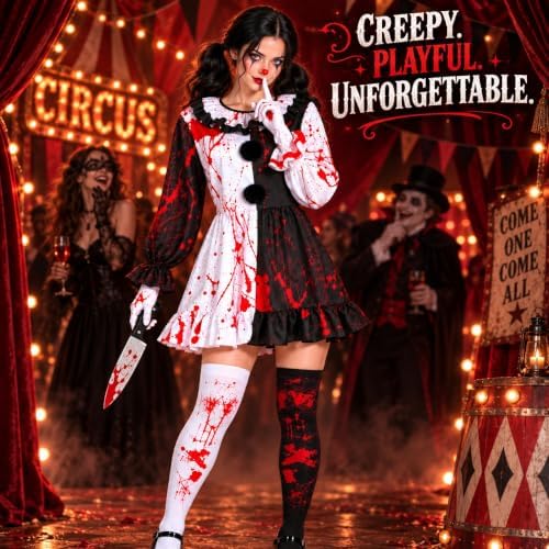 Clown Costume for Women, Clown Dress Set for Halloween