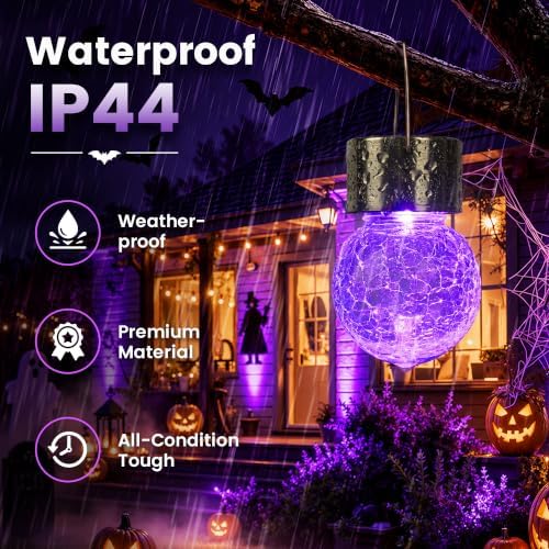 GIGALUMI Solar Hanging Lights Outside Halloween Decoration Lanterns 8 PC