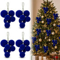 Roowest 4 Sets Large Blue Velvet Christmas Ball Clusters Ornaments Decor
