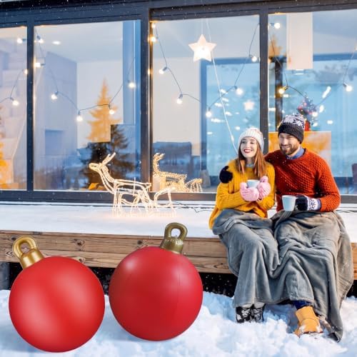 Jetec 4 Pcs Giant Inflatable Christmas Ball, Solid, Red