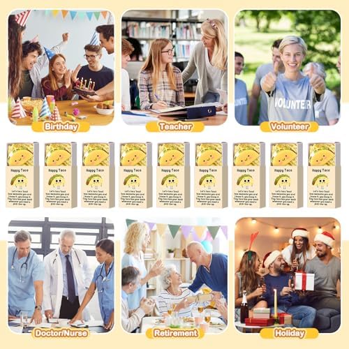 12 Sets Positive Gifts Taco Mexican Party Favors with Boxes