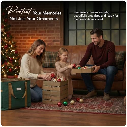 Covermates Adjustable Ornament Storage Bag, 19.25"W x 13"D x 18.5"H, Green