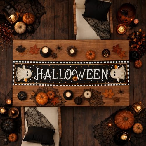 Halloween Decorations - Cute Ghost Pumpkin Halloween Table Runner