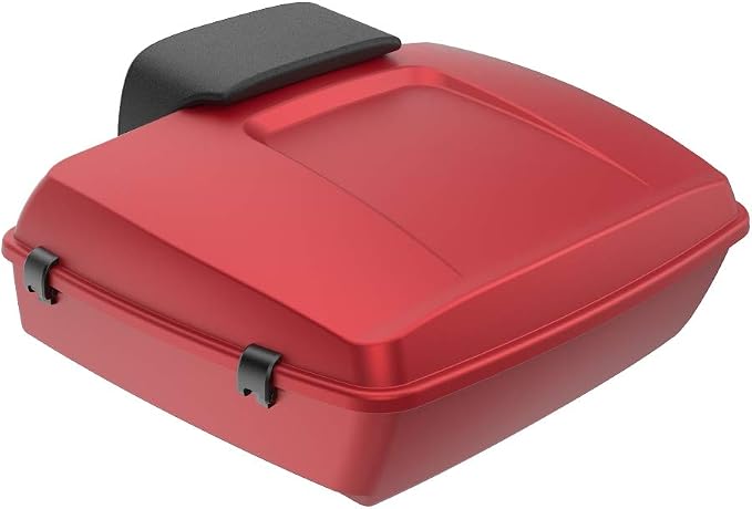 Advanblack Road Glide Tour Trunk Pack Wicked Red Denim Chopped Tour Trunk Pack Backrest Pad for '97-'25 Harley Touring Road King Street Glide Electra Glide CVO models