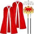 Tisancy 6Pcs King & Queen Costume for Adult Robe Cape Crown Scepter