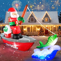 Kalolary 15FT Long Christmas Inflatables Fishing Santa Claus