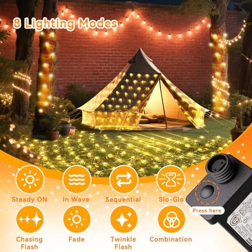 LitHome 14.8FT x 5FT Christmas Net Lights Outdoor Mesh Lights Connectable