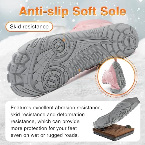 Womens Mens Barefoot Boots Shoes Minimalist Winter Snow Boots Warm Ankle Booties Zero Drop Sole Wide Toe Box Slip on Sneakers