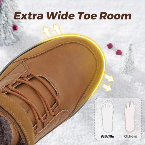 FitVille Wide Width Mens Winter Boots Fur Lined Extra Wide Snow Boot Lightweight Non Slip Outdoor Mens Diabetic Shoes for Flat Feet