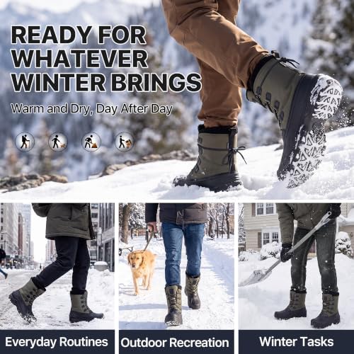 FREE SOLDIER Men's Waterproof Winter Snow Boots Removable Liner