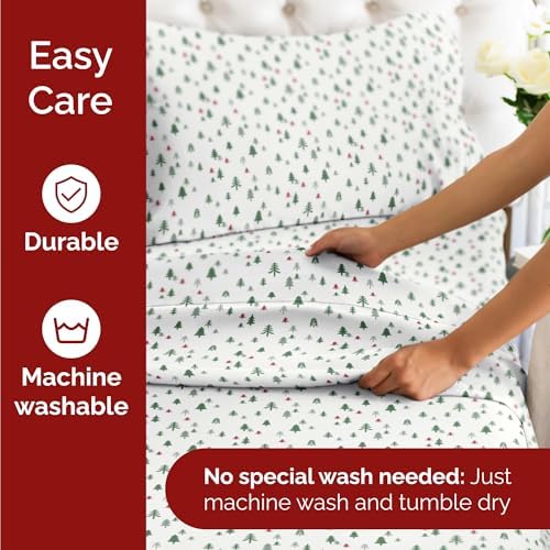 Christmas Sheet Set, Christmas Trees 4, Holiday Xmas Bedding Set - Cal King