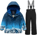 WOWULOVELY Big Boy's 2-Piece Colorblock Snow Pants and Jacket Snowsuit Ski Suit