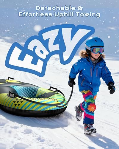 69 inch 2 Seats Snow Tube Inflatable with Towable Leash 450 lbs Capacity