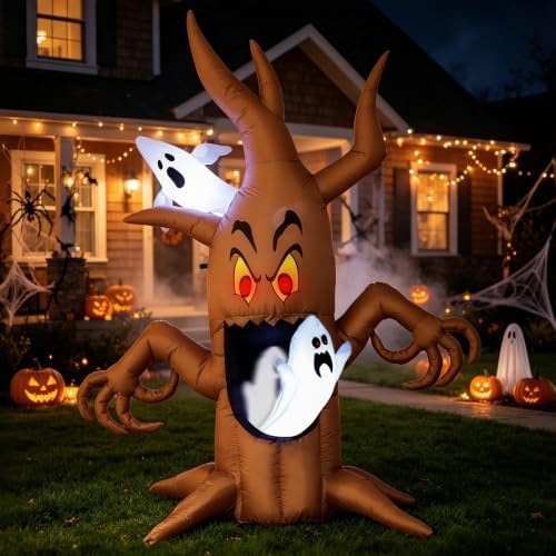 Oasis Trim 6Ft Inflatable Halloween Ghost Tree, Inflatable Yard Decoration with LED Lights, Perfect for Lawns, Gardens, Patios, and Outdoor Holiday Parties