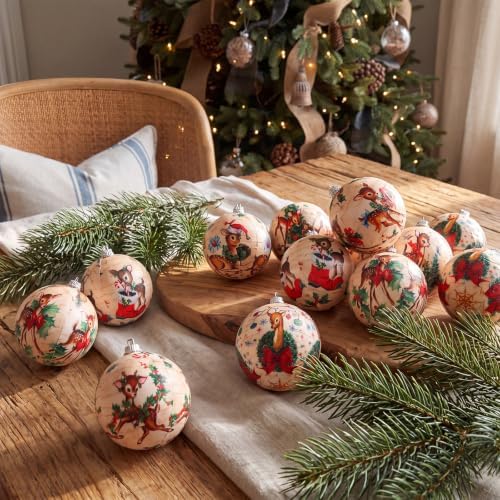 Outus 16 Pcs Vintage Reindeer Christmas Tree Ball Ornaments, Retro Christmas Decorations for Farmhouse Xmas Tree, Hanging Elk Ornaments for Home Fireplace Holiday Party Decor
