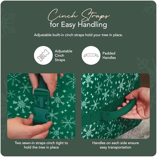 Covermates Christmas Tree Cinch Bag, Fits 9-11 ft Trees, Green Snowflake