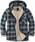 Elesuit Men's Full Zip Fleece Flannel Jacket Shirt Plaid Cotton Hoodie Coat
