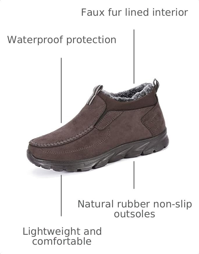 COSIDRAM Mens Shoes Winter Snow Boots Slip On Warm Cotton Padded Loafers