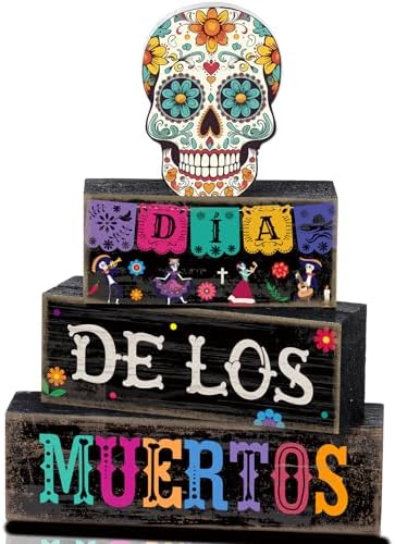 Lineshading 4 Pcs Day Of The Dead Table Decorations Sugar Skull Decor