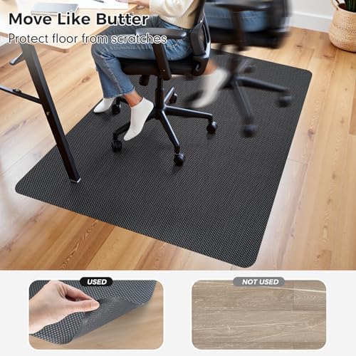 Sycoodeal Chair Mat, 48" x 55" Office Chair Mat for Hardwood and Tile Floor, Heavy Duty Floor Protector for Rolling Chairs, Non-Slip,Computer Mat for Home Office(Grey)