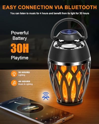 Vanten Outdoor Bluetooth Speaker, LED Flame Light, Gifts for Men & Women