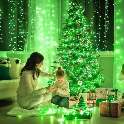 JMEXSUSS 150 LED Green Christmas Lights Indoor, Green Lights for Halloween