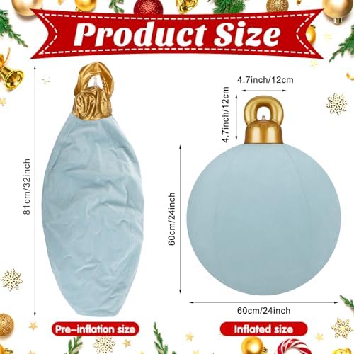 Jetec 3 Pcs 32 Inch Giant Velvet Christmas Inflatable Balls, Gray Blue