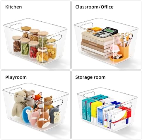 HOYOJA 10 Pack Clear Plastic Storage Bins Pantry Organizers Bin with Handle