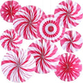 Outus 9 Pcs Christmas Hanging Decorations Peppermint Paper Fans Pink