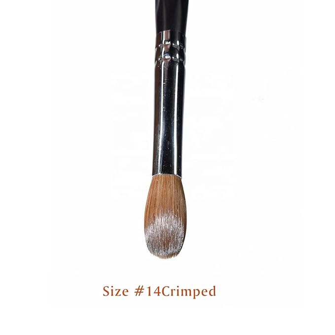 Yasterd Acrylic Nail Brush 100 percent Kolinsky Brushes for Nails Size 14 Oval Crimped Shaped Application Black Wood Handle Professional Art Powder Manicure Tool 14