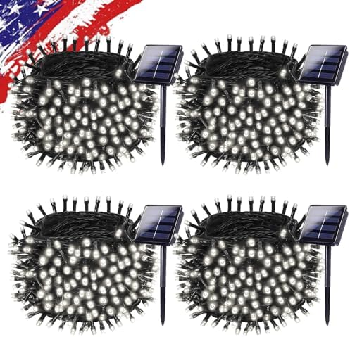 KAQ 4pack 400LED Solar String Lights Outdoor Waterproof Cool White