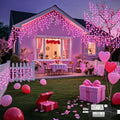 99ft Pink Icicle Christmas Lights Outdoor, 1216 LED Icicle Lights for Outside Clear Wire Twinkle Lights with 8 Modes Timer Waterproof for Window Party Wedding Yard Holiday Valentine's Day Decorations