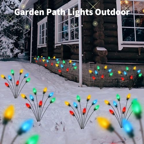 C7 Solar Christmas Decorations Outdoor, Vintage Solar Pathway Stake Lights