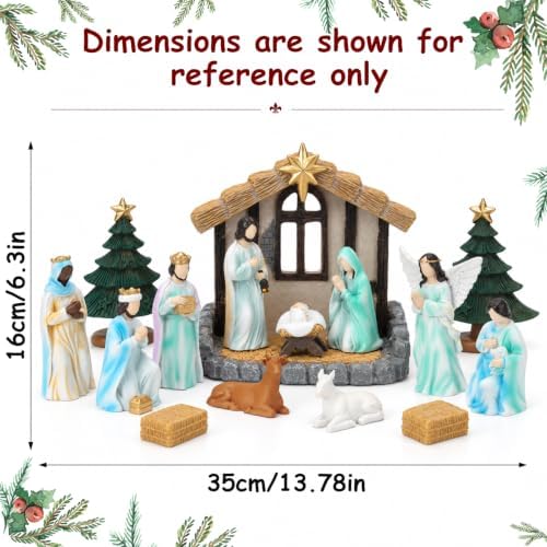 Christmas Nativity Scene Set with LED Lights,Indoor Christmas Decorations