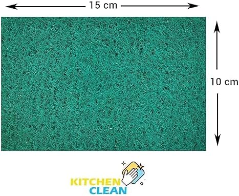 ™ 10 Pcs Large Kitchen Scrub Pads | Dish wash Scrubber | Non Scratch - Durable - Long skrab Lasting | Clean Shine Brite Utensils (Green, Large 4x6 inch, Pack of 10 Pcs)