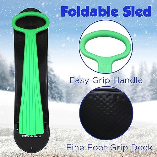 Slippery Racer Kids Lightweight Compact Foldable Downhill Outdoor Winter Ski Scooter Snow Sled (2 Pack)
